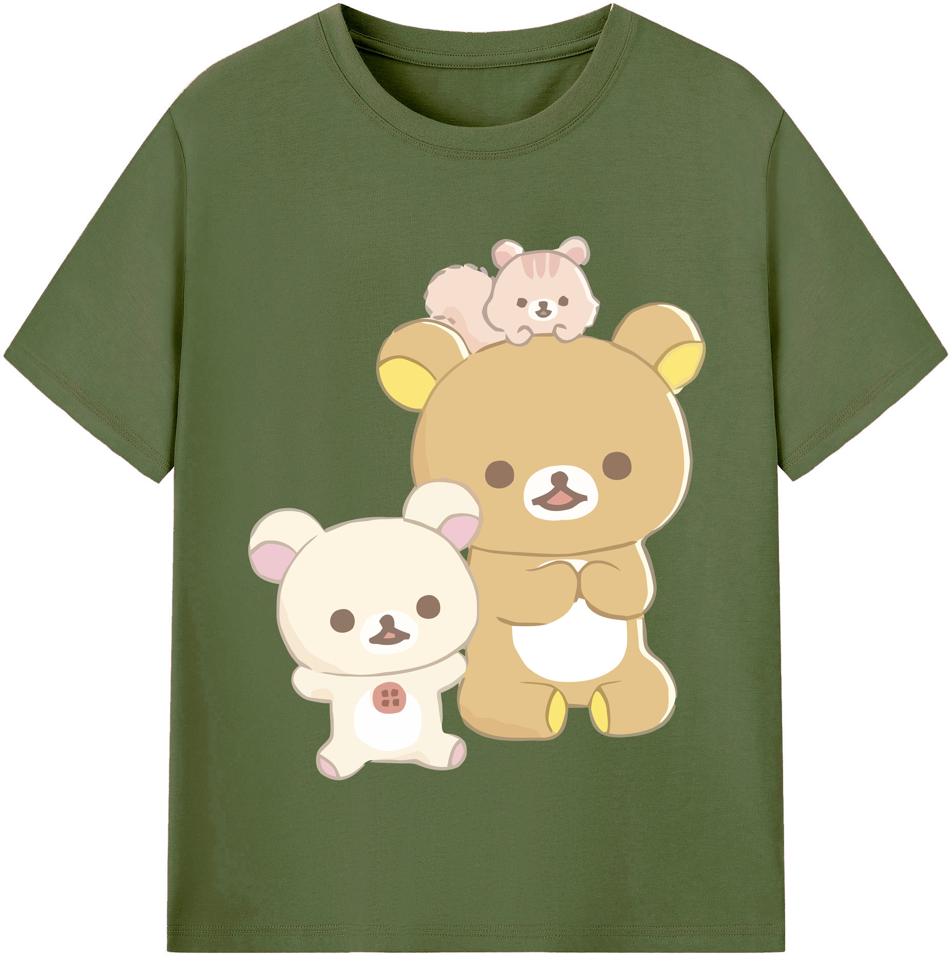（画像用） リラックマ リラックマ キイロイトリ Rilakkuma Korilakkuma Kiiroitori 綿100％半袖Tシャツ（フロントプリント）
